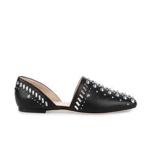 Jimmy Choo Globe studded black leather flat